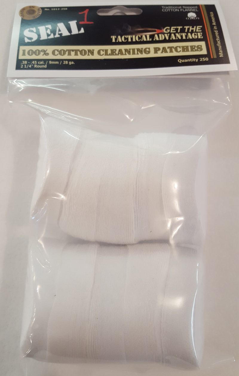 .38-.45 100% Cotton Double Napped Cleaning Patches 2.25" Bag of 250 Made in the USA