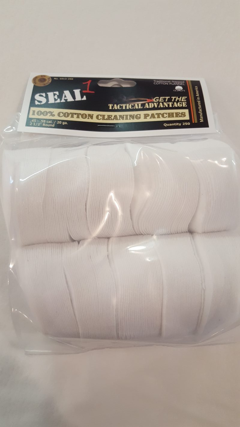 .45-.58,20ga 100% Cotton Cleaning Patches Made in the USA by SEAL 1